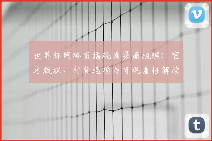 世界杯网络直播观看渠道梳理：官方版权、付费选项与可观看性解读